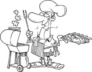 Coloring page of a. Barbecue clipart black and white
