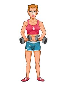 Bicep clipart weightlifting. Muscular woman performing curl