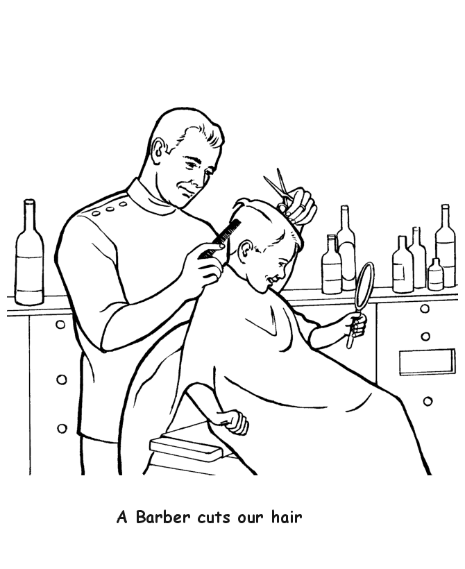 Barber clipart colouring page. Jobs bible pages clip