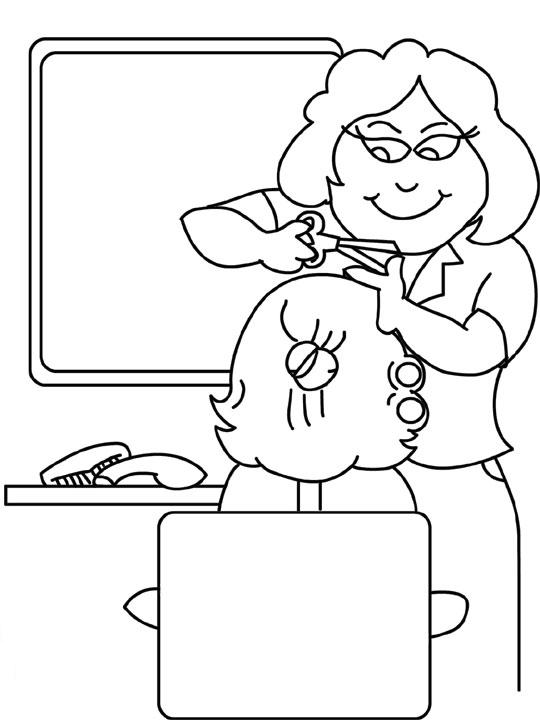Barber clipart colouring page. Coloring printable for kids