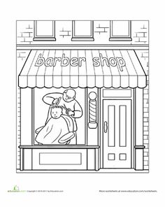 Paint the town coloring. Barber clipart colouring page