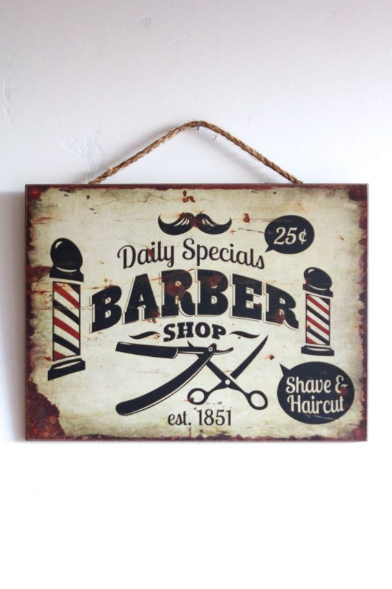Barber clipart old fashioned. Shop decor wooden sign