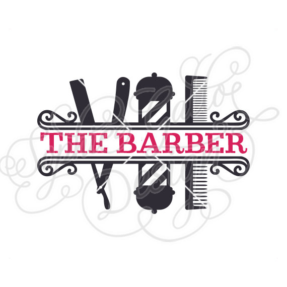 Shop split monogram svg. Barber clipart silhouette
