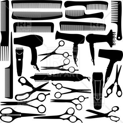 Barber clipart silhouette. Hairdressing salon equipment hairdryer