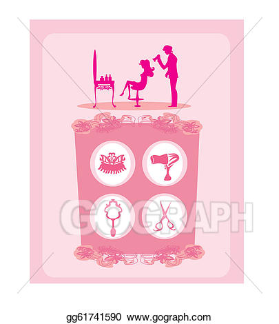Vector illustration woman in. Barber clipart silhouette