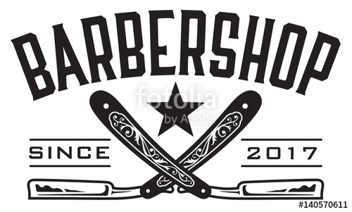 Barber clipart straight razor. Barbershop logo vector design