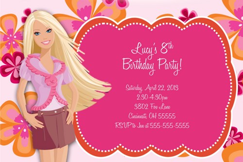 Invitation card design techllc. Barbie clipart background