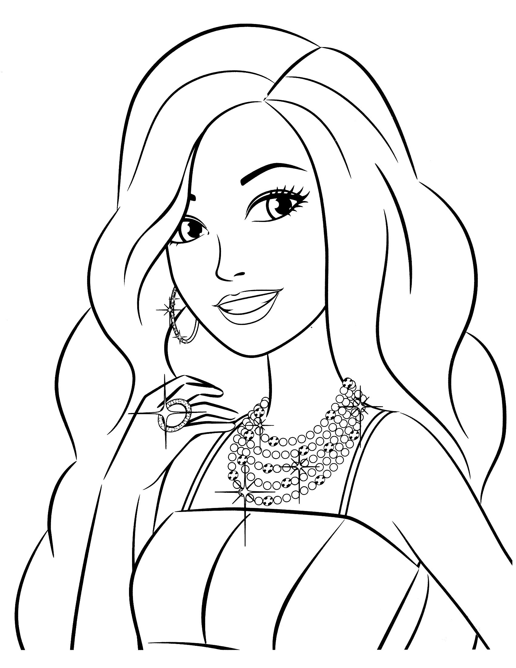 Barbie clipart black and white. With coloring pages online