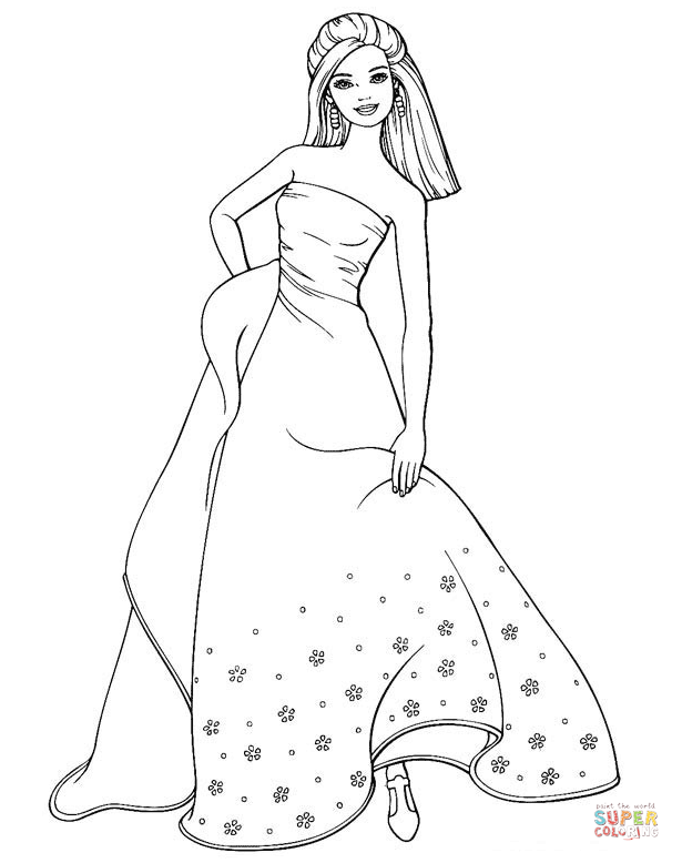 Coloring pages free beautiful. Barbie clipart black and white