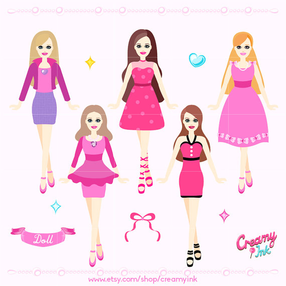 Doll digital fashion dolls. Barbie clipart clip art