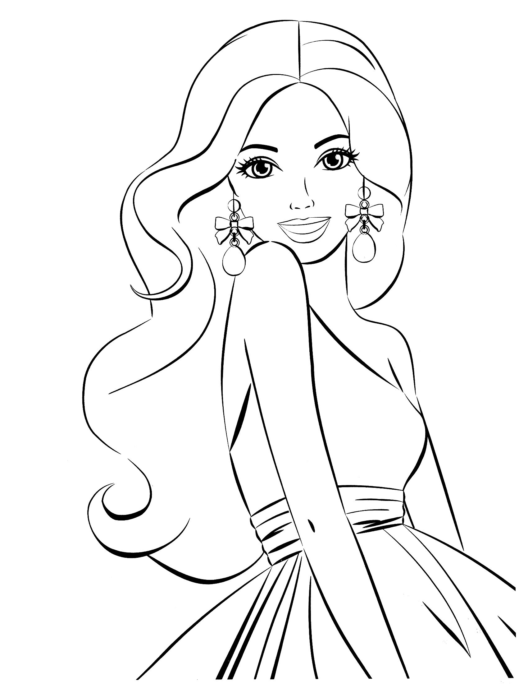 Girl pictures for coloring. Barbie clipart drawing