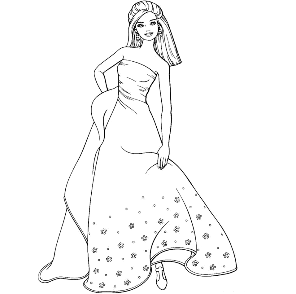 Drawn colouring sheet pencil. Barbie clipart drawing