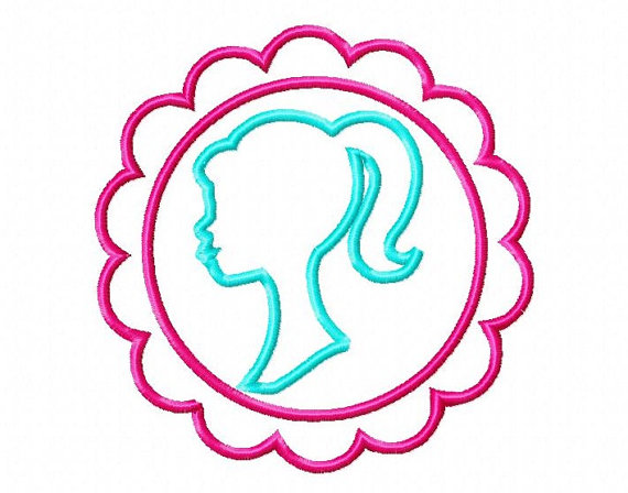 Barbie clipart embroidery. Head silhouette template at