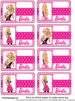 Barbie clipart name. Tag party decorations birthday