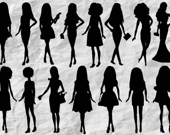 Etsy model silhouettes cliparts. Barbie clipart silhouette