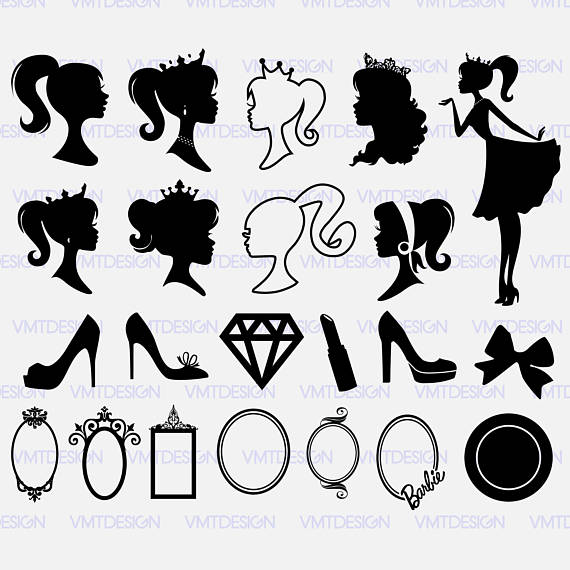 Svg silhouette decal digital. Barbie clipart vector