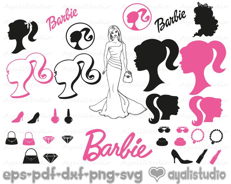 Barbie clipart vector.  svg bundle silhouette