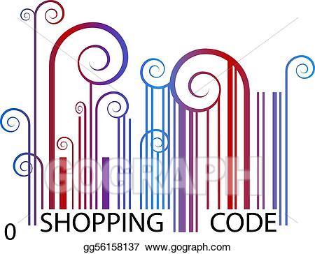 Barcode clipart shop. Vector art shopping drawing