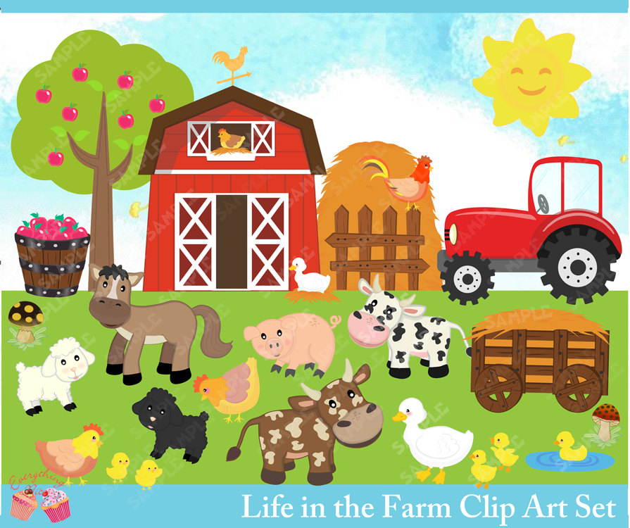 Farming clipart farm life. Alluring scene barn pencil