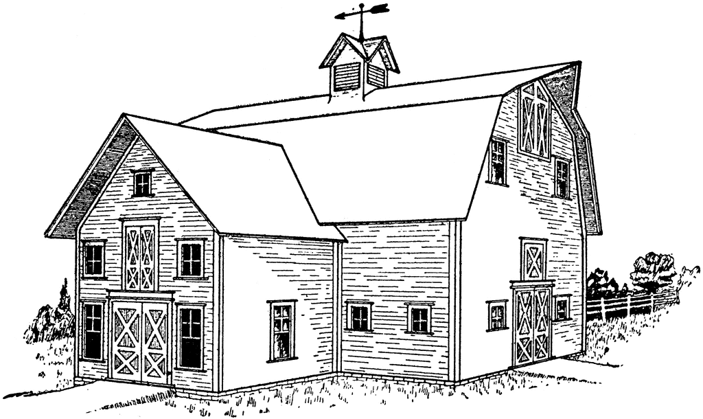 barn clipart line drawing