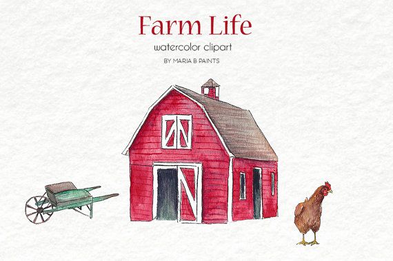 clipart farm watercolor