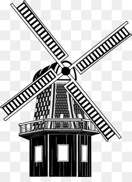 Agriculture farm wind turbine. Barn clipart windmill
