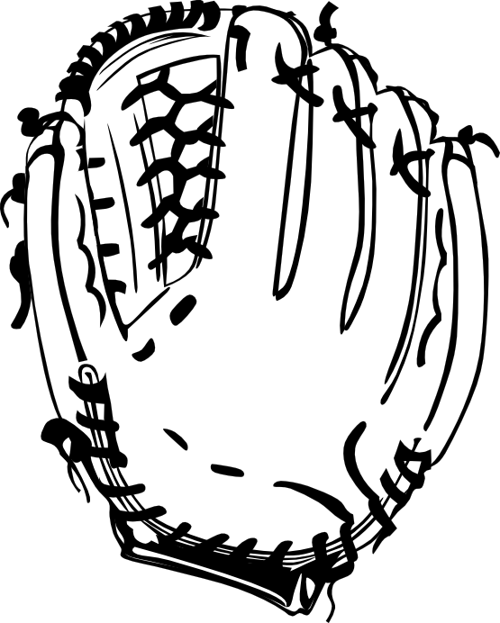 Glove black white line. Letters clipart baseball