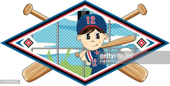 Cute boy diamond graphic. Baseball clipart scene