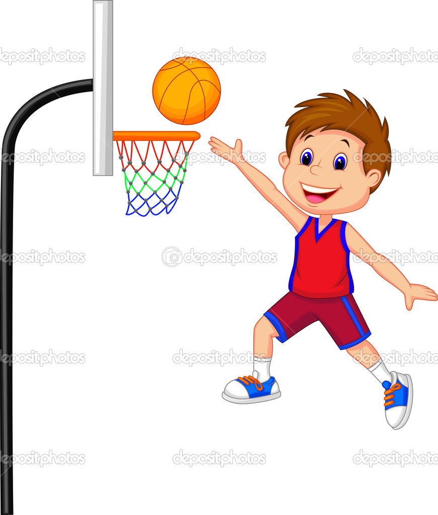 Playing basketball . Basket clipart boy