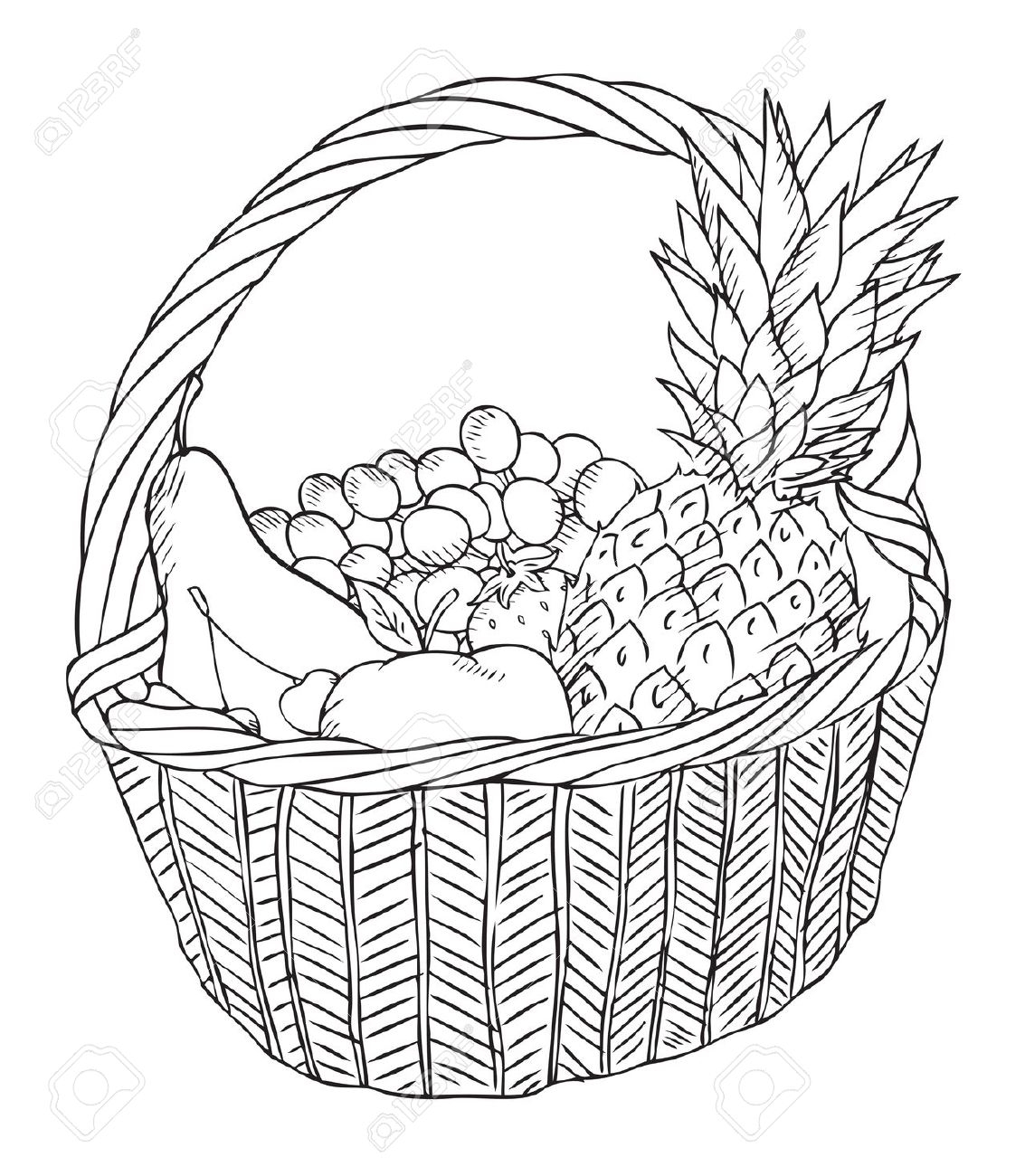 Fruit baskets at getdrawings. Basket clipart line drawing