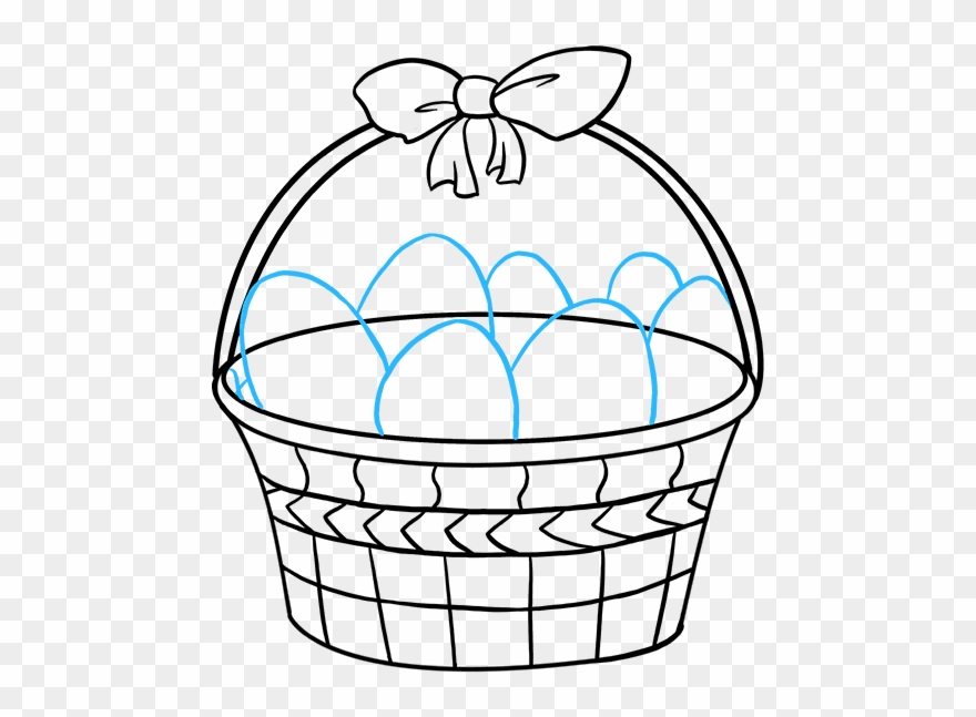 How to draw easter. Basket clipart line drawing