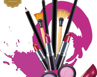 Etsy studio cosmetics lipstic. Beauty clipart makeup brush