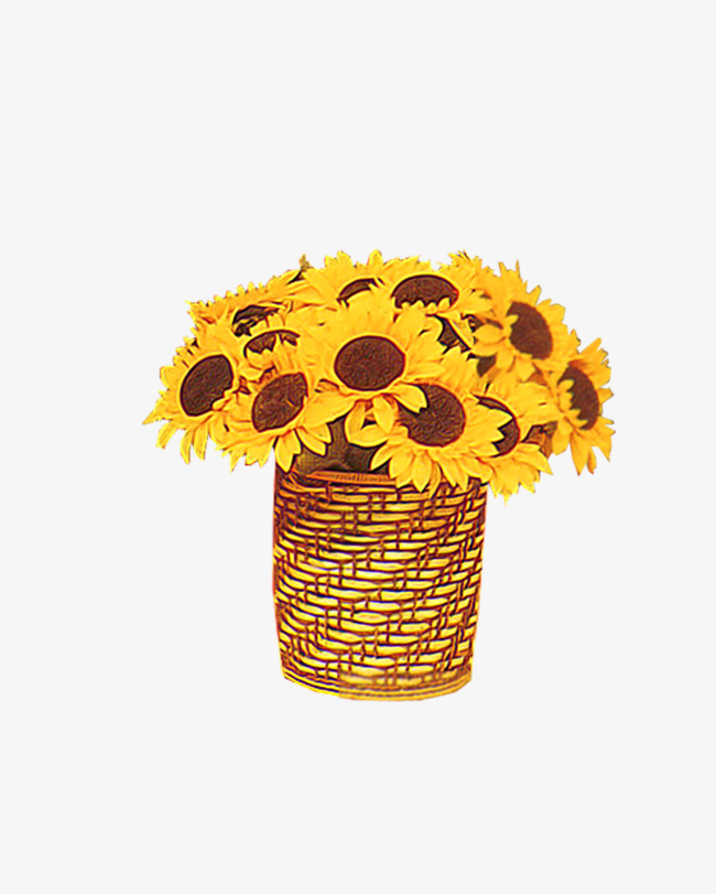 Basket clipart sunflower. Yellow flower baskets png