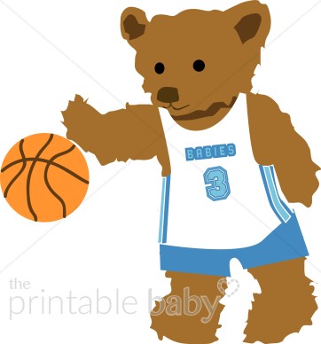 Teddy player sports baby. Clipart bear basketball