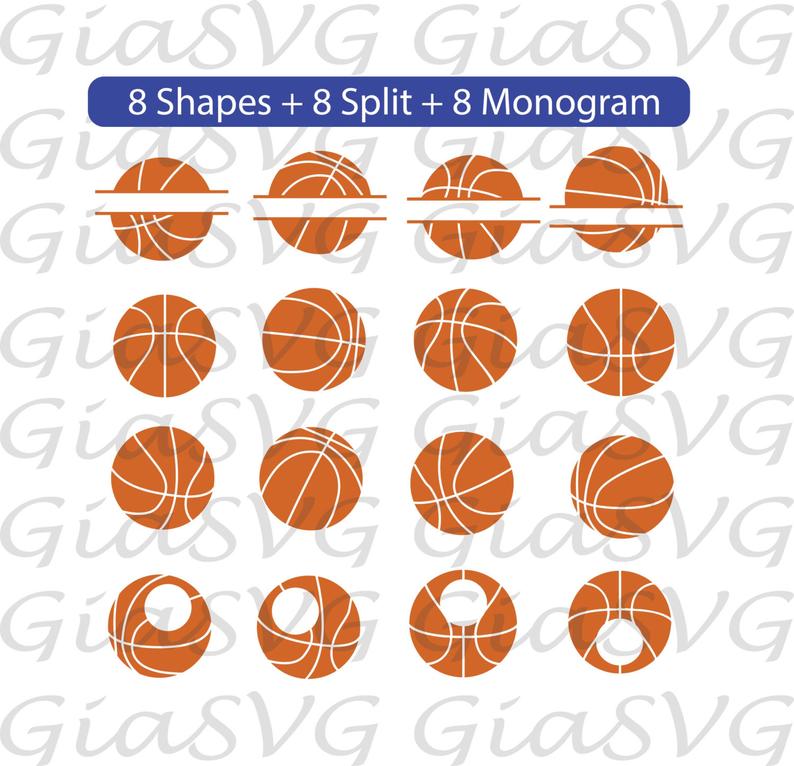 Svg frames cut files. Clipart basketball monogram
