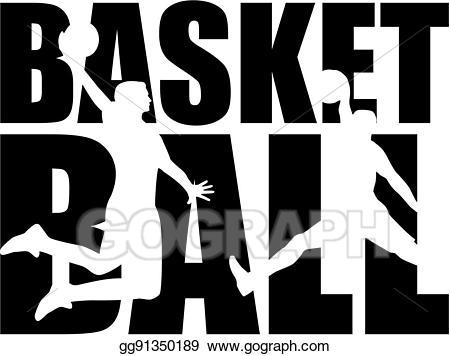 Clipart basketball word. Eps vector with silhouettes