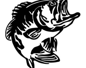  collection of fishing. Bass clipart black and white