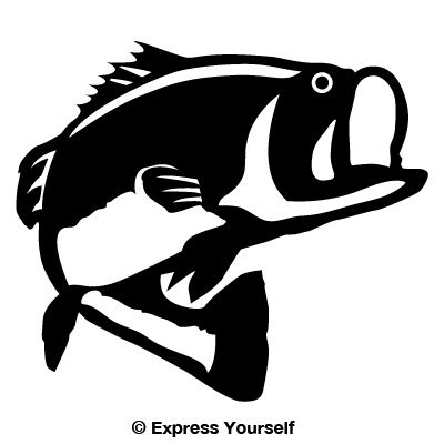 Bass clipart jumping. Freshwater fishing decal
