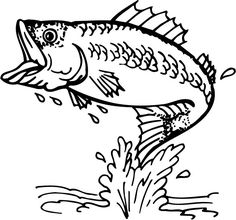 Jumping fish clip art. Bass clipart printable