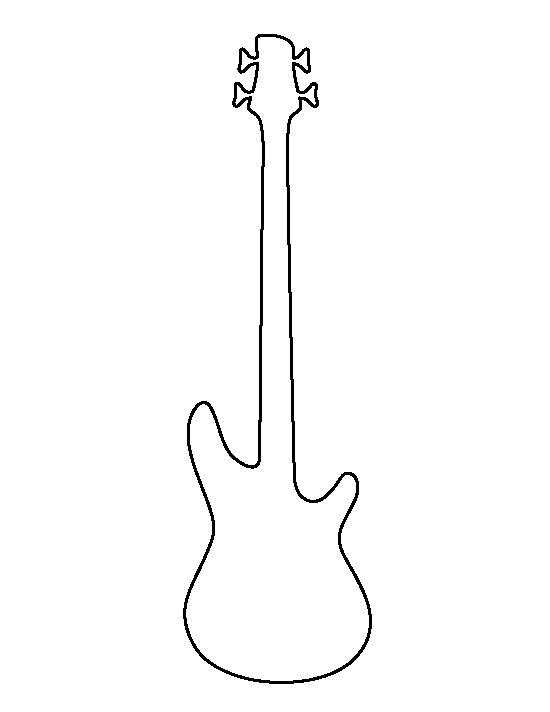 Bass clipart printable. Of guitar outline clip