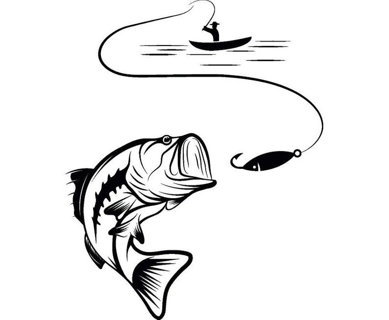 Bass clipart printable. Fishing logo angling fish
