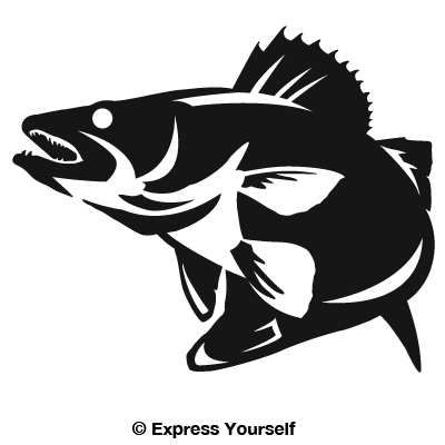 Striking decal bench bed. Bass clipart walleye