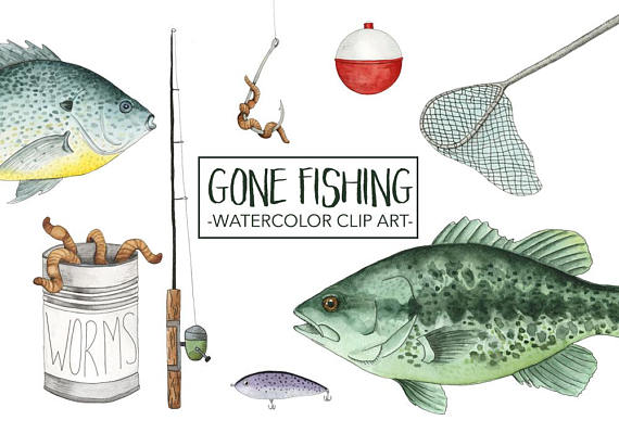 Bass clipart watercolor. Fish clip art fishing