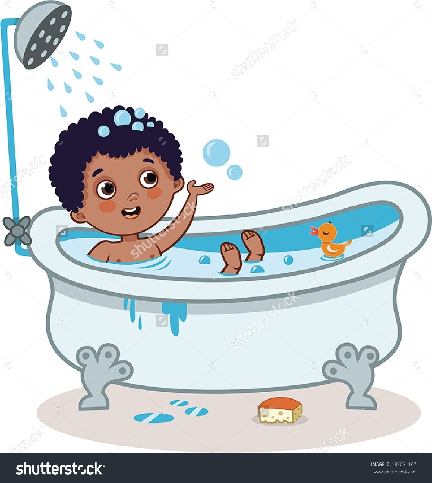 clipart child bath