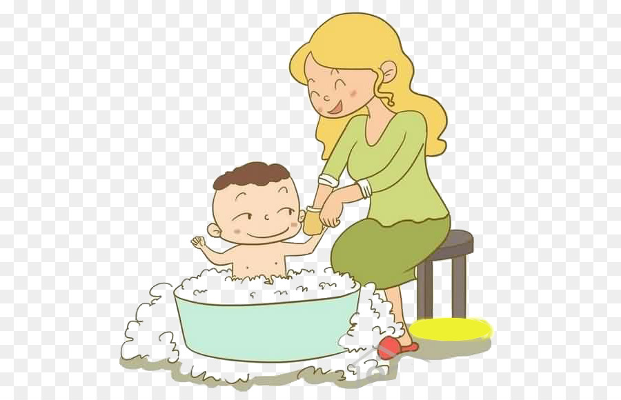 bath clipart mother baby