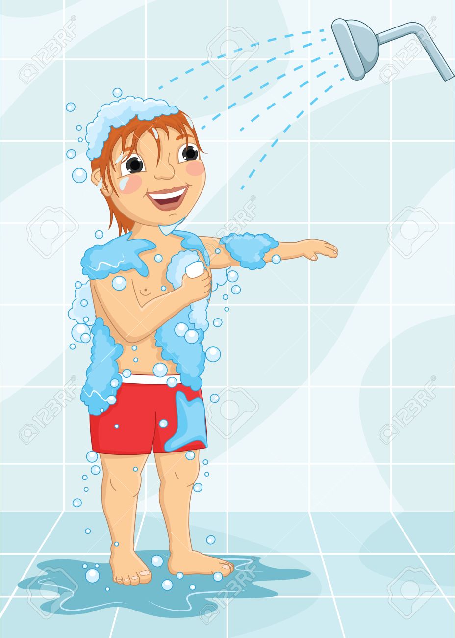 showering clipart kid