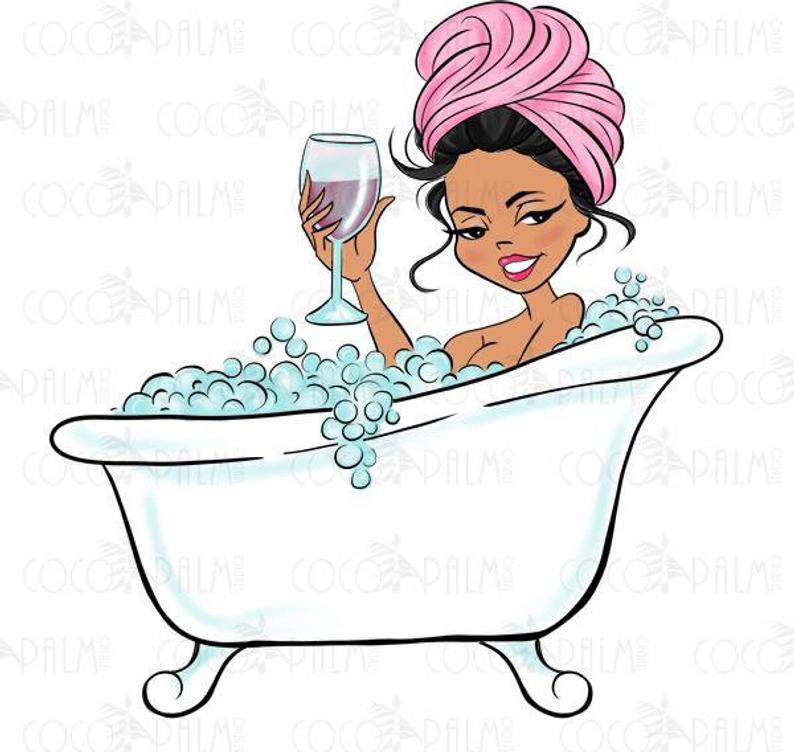 clipart woman bathtub