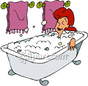 Soaking in a bubble. Bathtub clipart woman