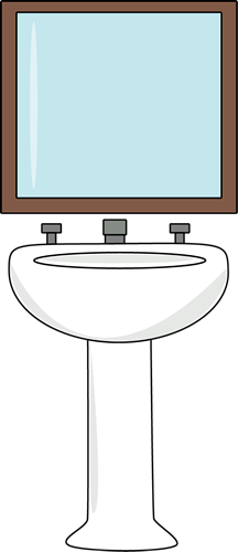 Bathtub clipart restroom. Bathroom sink and mirror