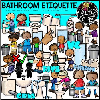 Etiquette clip art bundle. Clipart bathroom manners